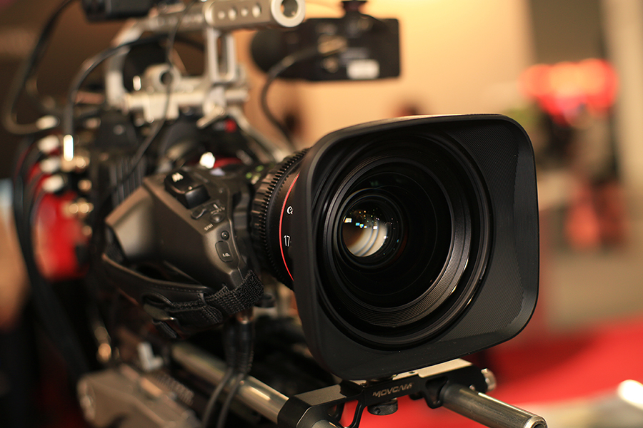 Closeup of a Professional Video Camera 